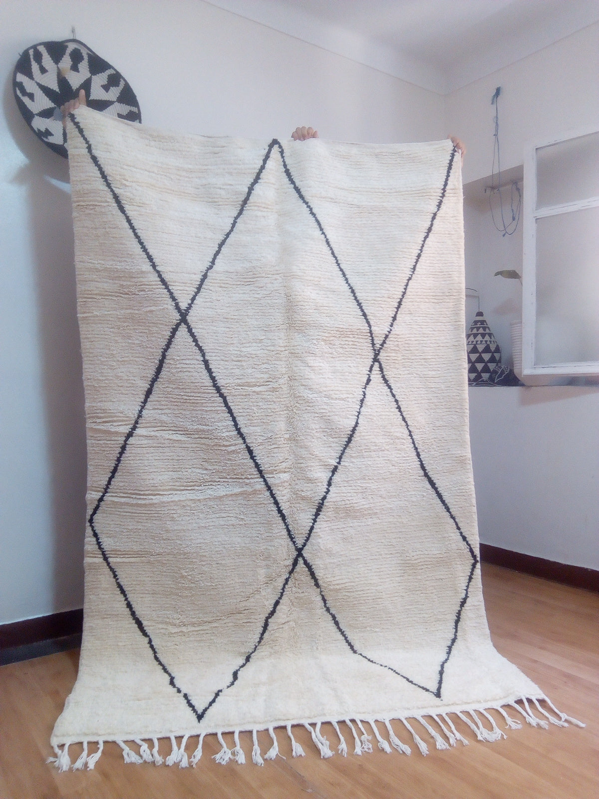 Wool Berber Carpet - 241x151cm- Natural Wool - APR23200