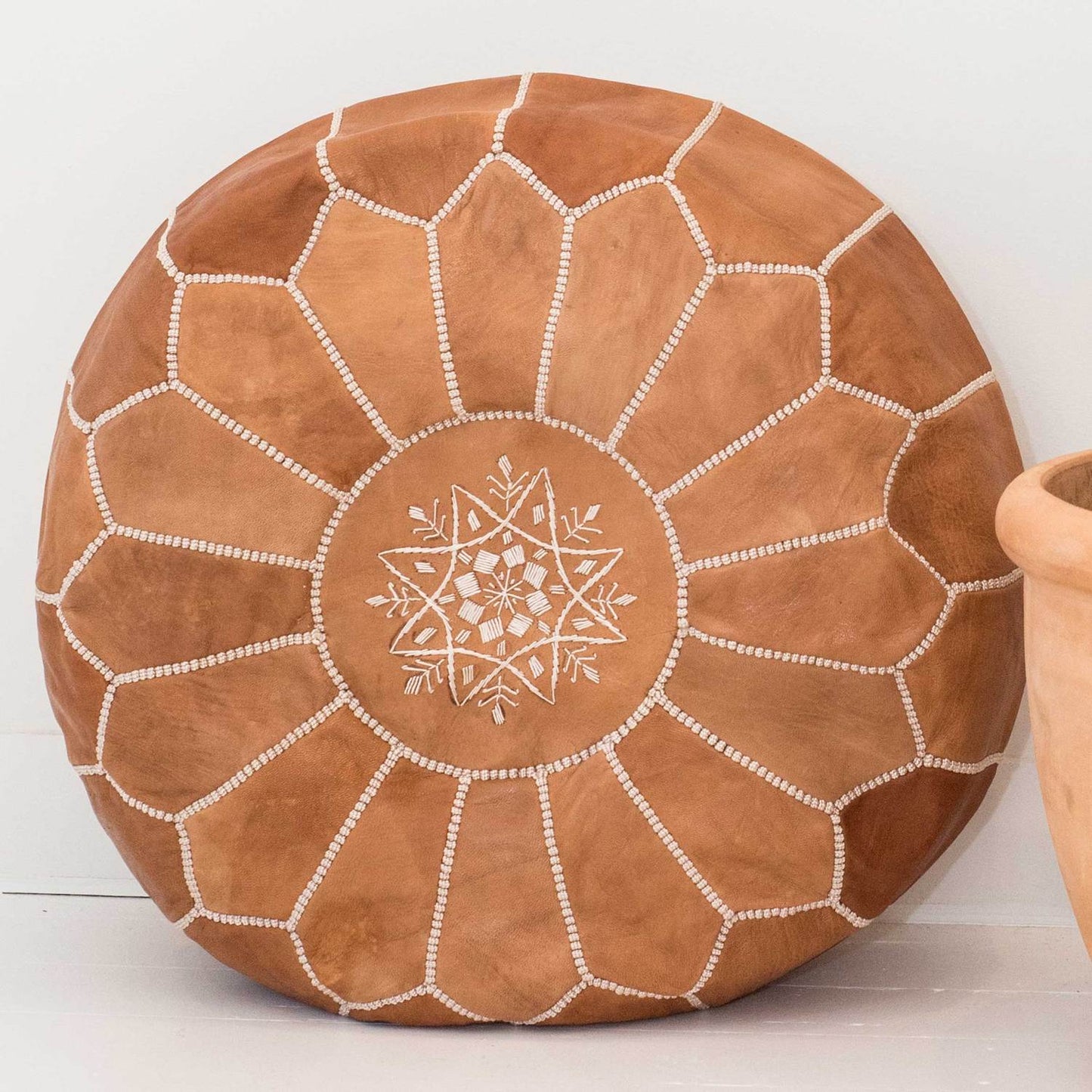 Leather Poufs Brown Pre-stuffed / Buy More Than 1, Get 5% OFF