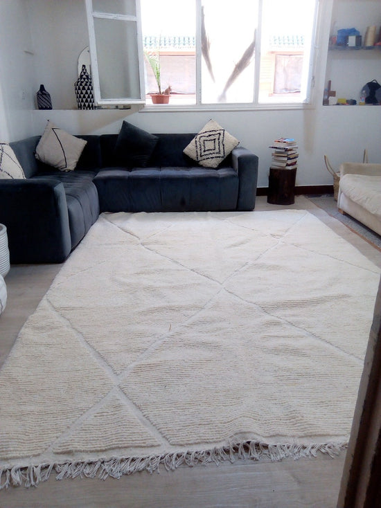 Wool Berber Carpet - 298x223cm - Natural Wool - WZMARSZ10
