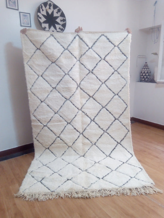 Wool Berber Carpet - 274x159cm- Natural Wool - AZDEC35