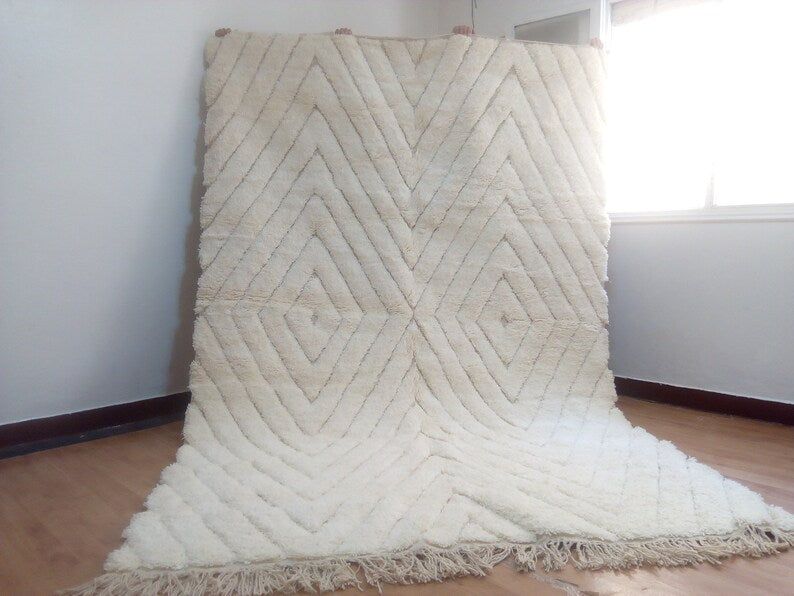 Beni Ourain -310x208cm - 3-Seat Sofa - Natural Wool - JUN23357