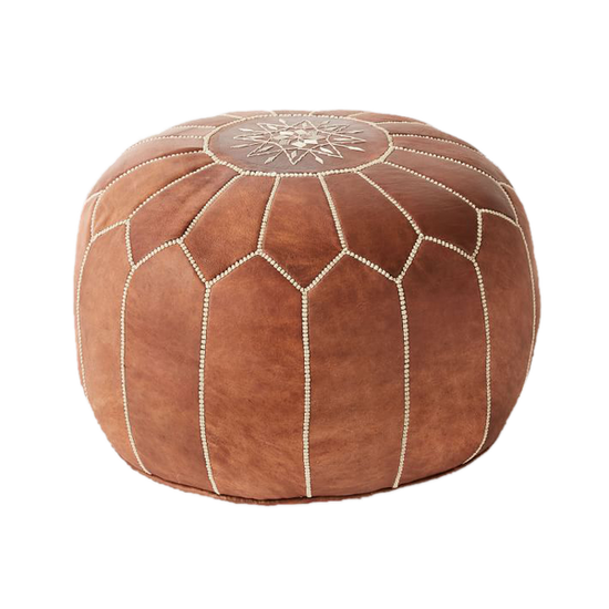 Leather Poufs Brown Pre-stuffed / Buy More Than 1, Get 5% OFF