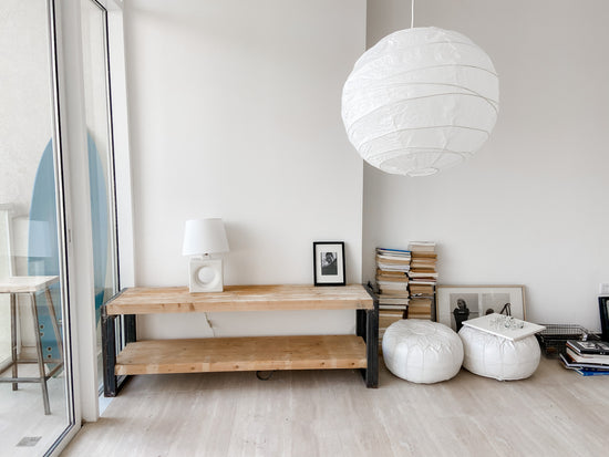 Leather Poufs White