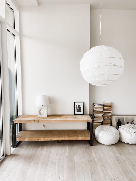 Leather Poufs White