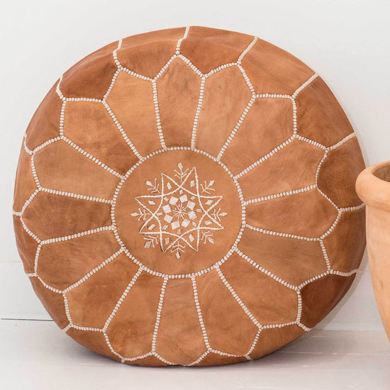 Leather Poufs Brown Pre stuffed Buy More Than 1 Get 5 OFF