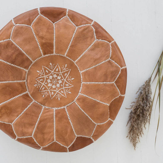 Moroccan shop leather pouf