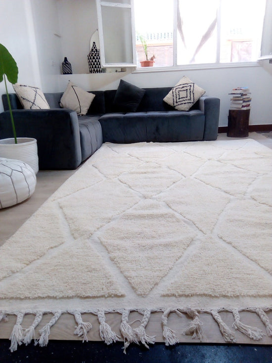 Wool Berber Carpet - 313x240cm - Natural Wool - WZMARSZ8