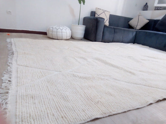 Wool Berber Carpet - 298x223cm - Natural Wool - WZMARSZ10